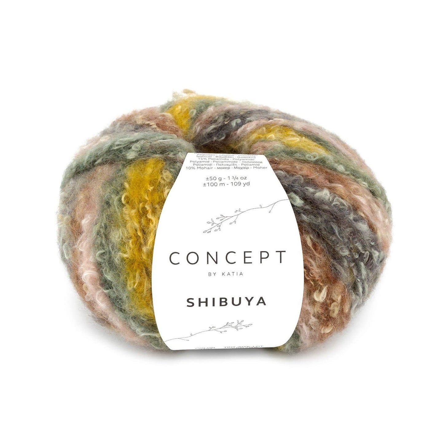 Katia Shibuya wol- en haakgaren in Bruin-Mint-Oker – zachte textuur voor breien en haken