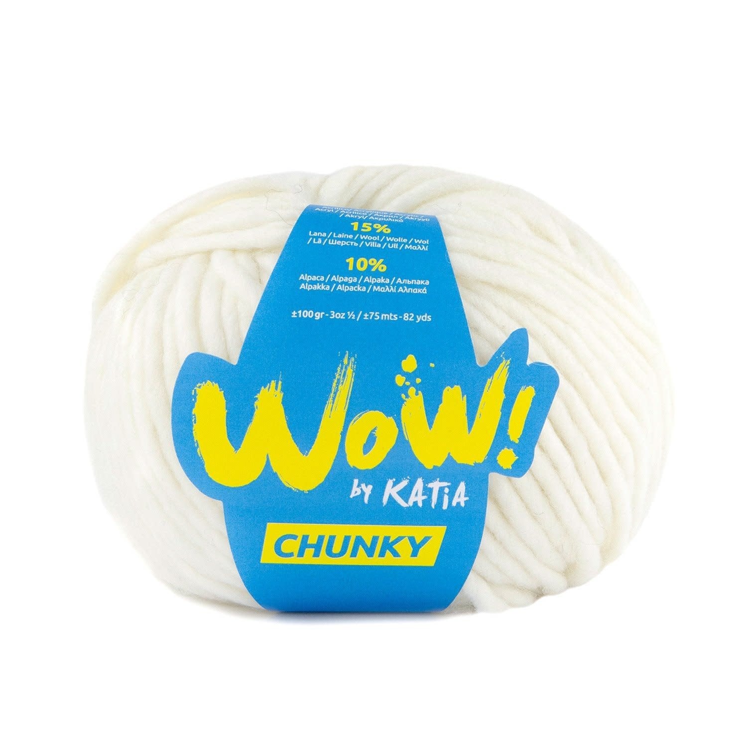 Katia WOW Chunky breigaren in wit - 75% wol, 15% wol, 10% alpaca