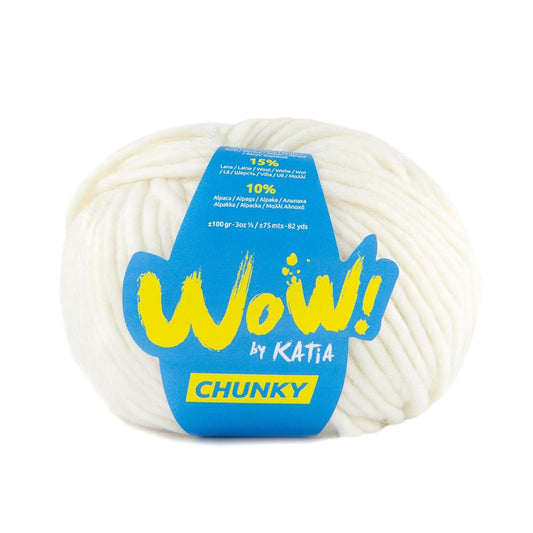 Katia WOW Chunky breigaren in wit - 75% wol, 15% wol, 10% alpaca