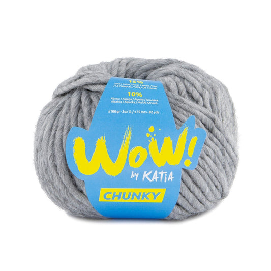 Katia WOW Chunky breigaren in lichtgrijs - 75% wol, 15% wol, 10% alpaca
