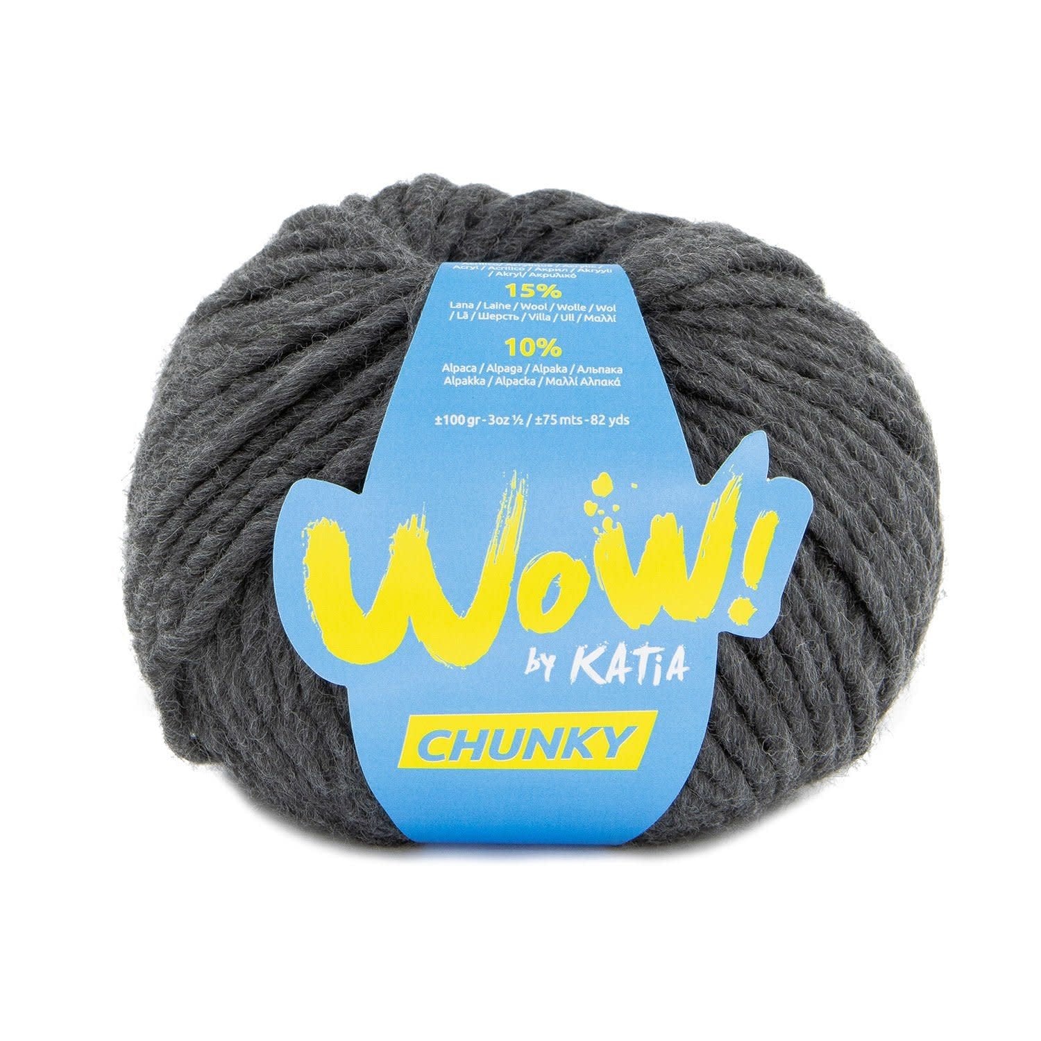 Katia WOW Chunky breigaren in donkergrijs - 75% wol, 15% wol, 10% alpaca