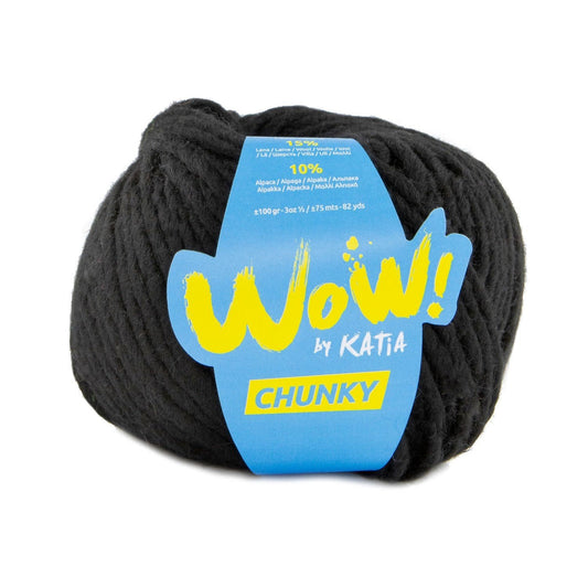 Katia WOW Chunky breigaren in zwart - 75% wol, 15% wol, 10% alpaca