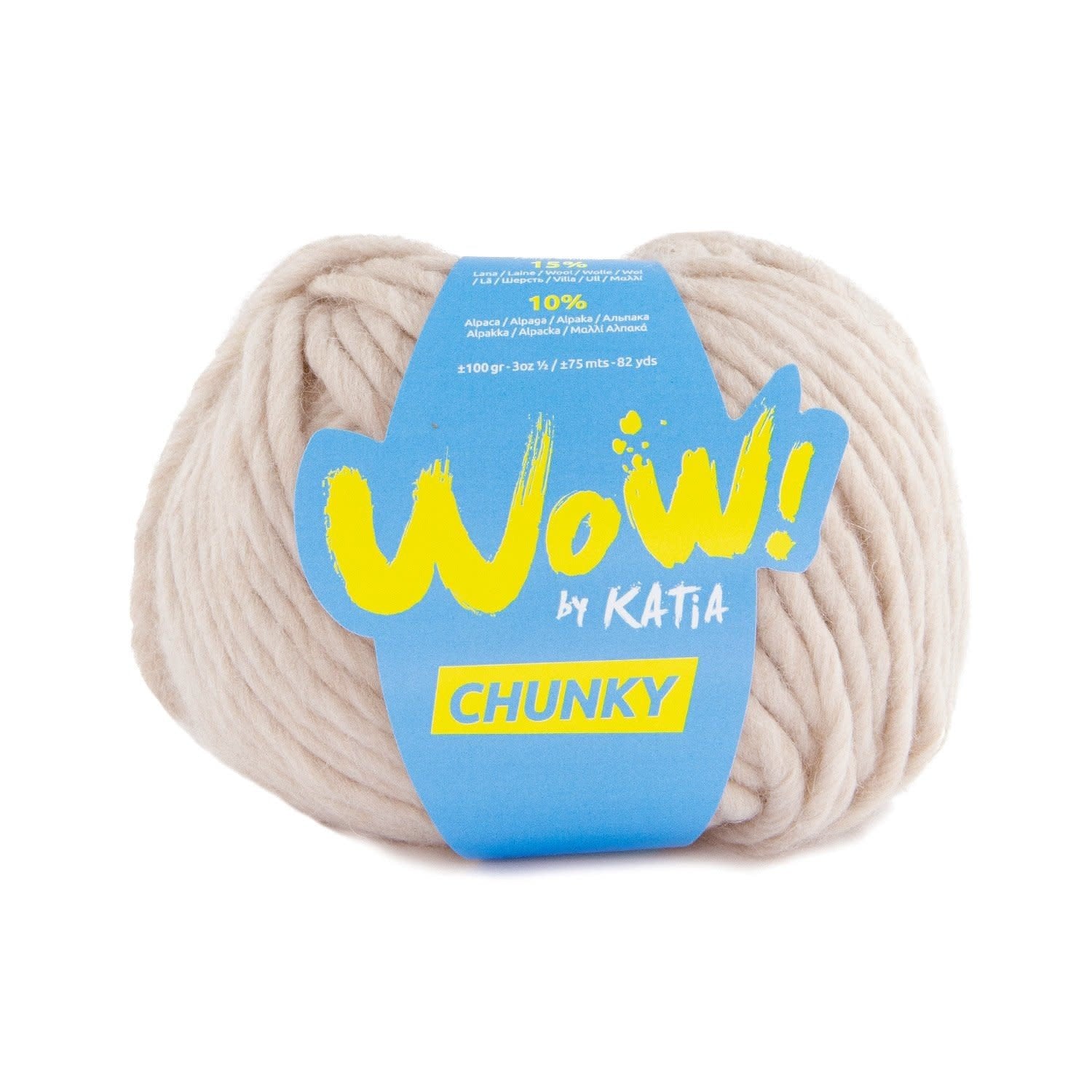Katia WOW Chunky breigaren in beige - 75% wol, 15% wol, 10% alpaca