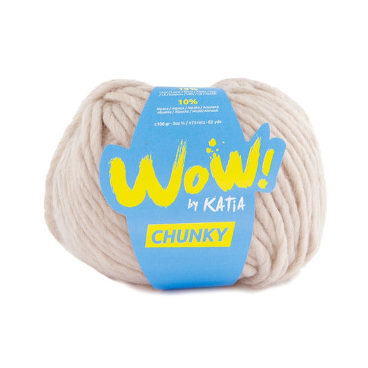 Katia WOW Chunky breigaren in beige - 75% wol, 15% wol, 10% alpaca