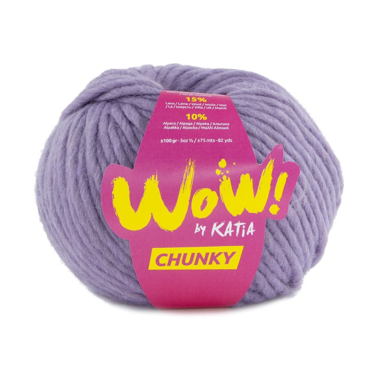 Katia WOW Chunky breigaren in lila - 75% wol, 15% wol, 10% alpaca