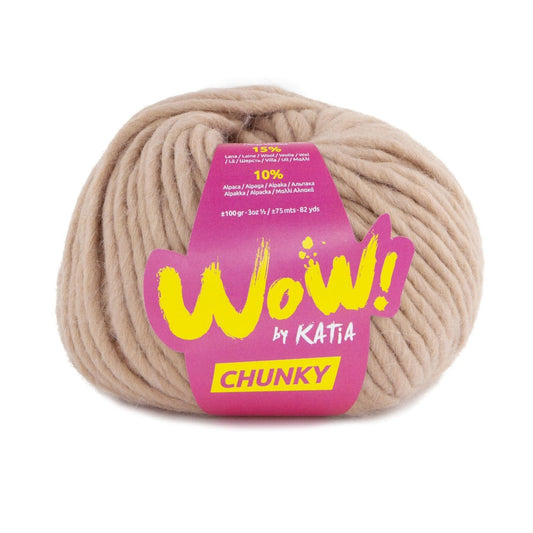 Katia WOW Chunky breigaren in rozeachtig beige - 75% wol, 15% wol, 10% alpaca