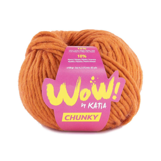 Katia WOW Chunky breigaren in roestbruin - 75% wol, 15% wol, 10% alpaca
