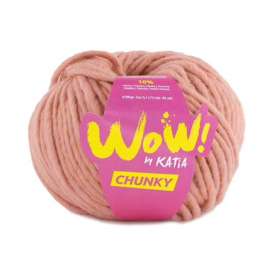 Katia WOW Chunky breigaren in medium roze - 75% wol, 15% wol, 10% alpaca
