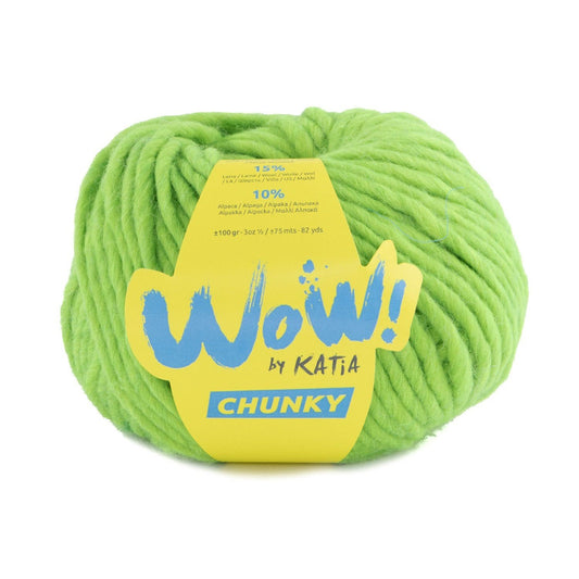 Katia WOW Chunky breigaren in fel groen - 75% wol, 15% wol, 10% alpaca