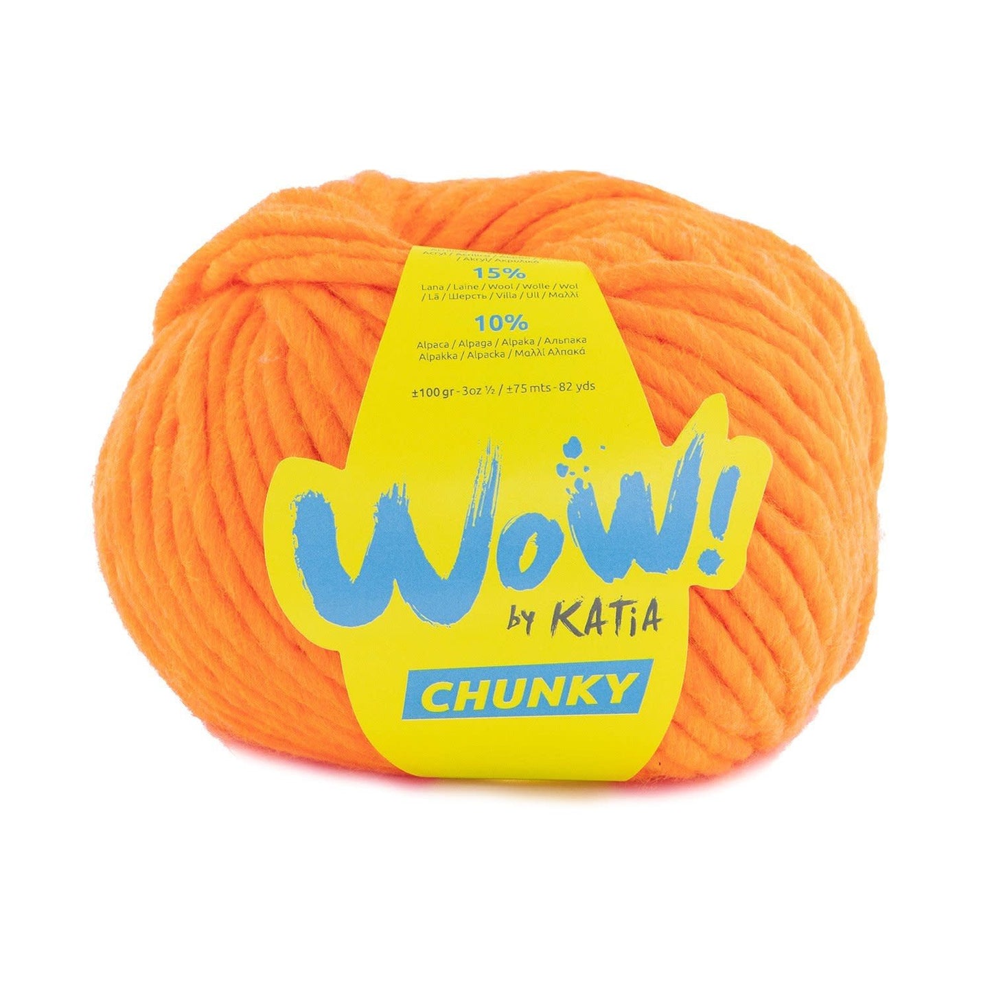 Katia WOW Chunky breigaren in fel oranje - 75% wol, 15% wol, 10% alpaca