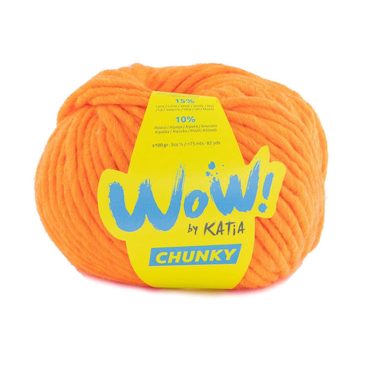 Katia WOW Chunky breigaren in fel oranje - 75% wol, 15% wol, 10% alpaca