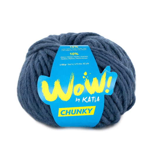Katia WOW Chunky breigaren in blauw - 75% wol, 15% wol, 10% alpaca