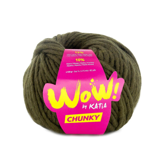 Katia WOW Chunky breigaren in kaki - 75% wol, 15% wol, 10% alpaca