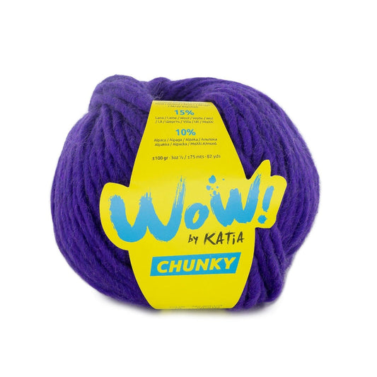 Katia WOW Chunky breigaren in paars - 75% wol, 15% wol, 10% alpaca