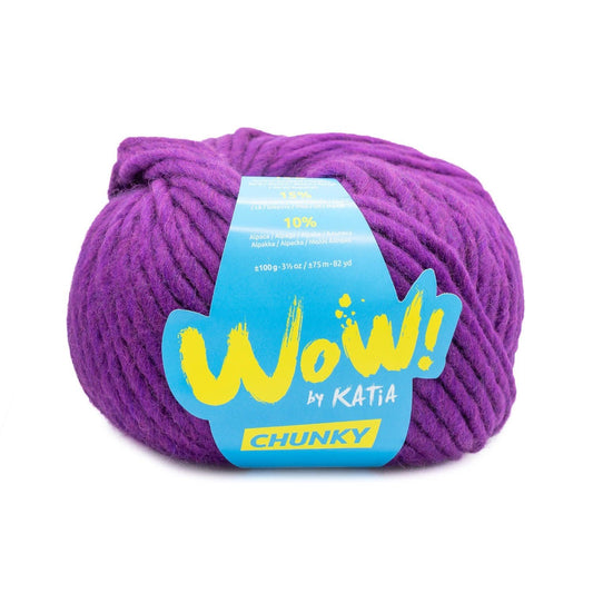 Katia WOW Chunky breigaren in paars - 75% wol, 15% wol, 10% alpaca
