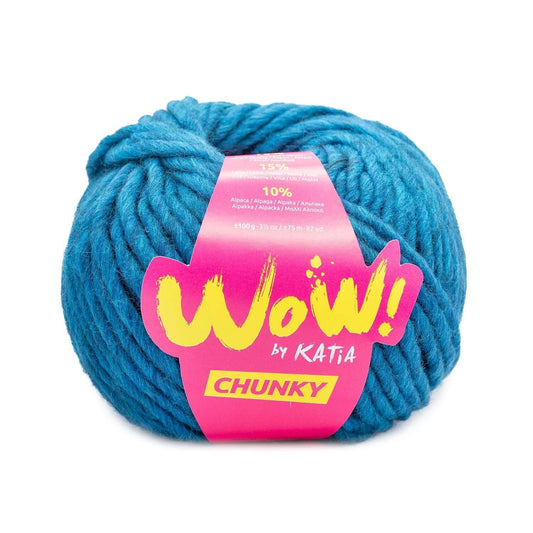 Katia WOW Chunky breigaren in blauw - 75% wol, 15% wol, 10% alpaca