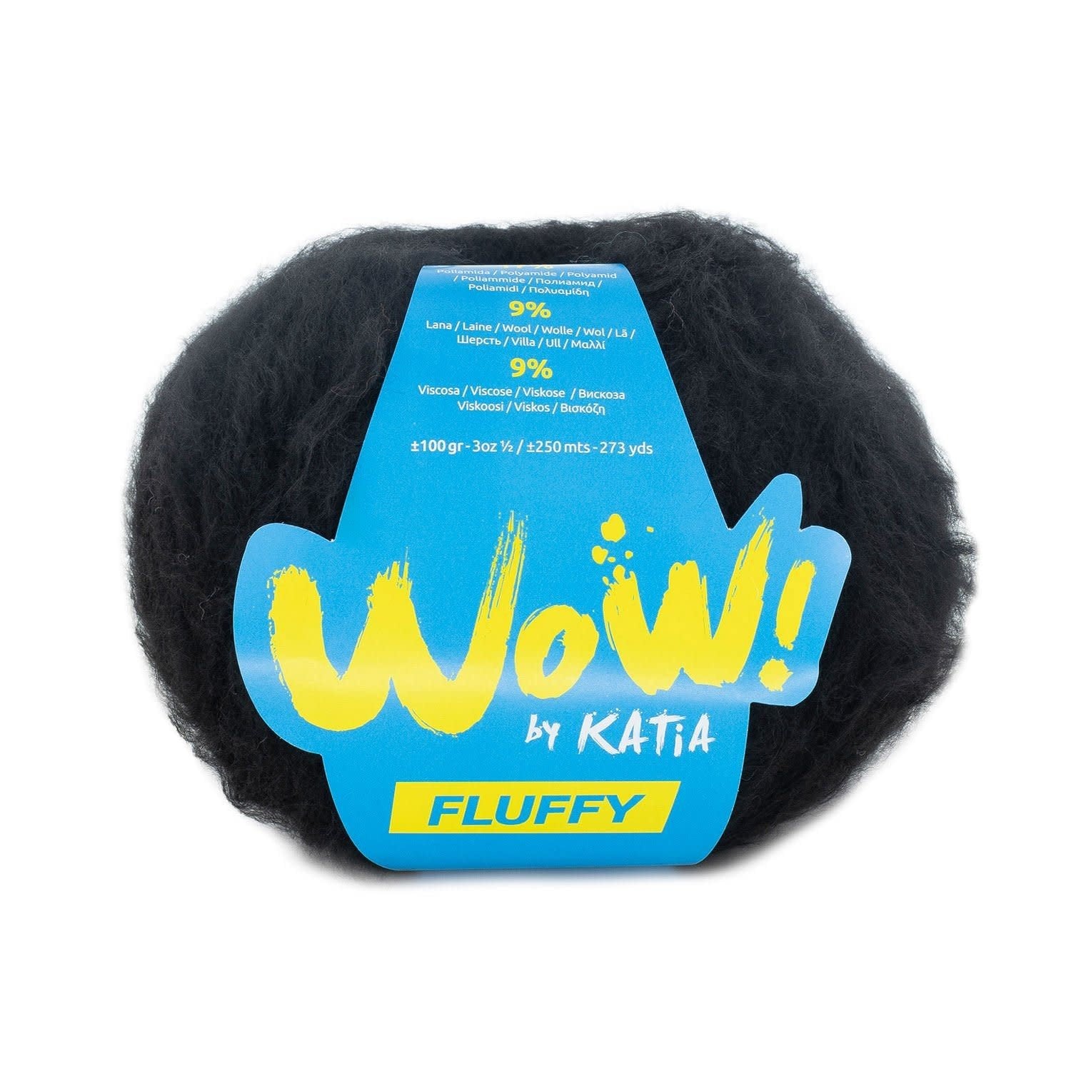 Katia WOW Fluffy breigaren zwart - duurzaam en zacht