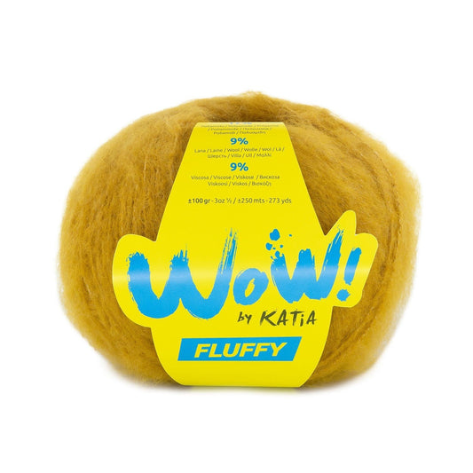 Katia WOW Fluffy breigaren mosterdgeel - zacht pluizig garen