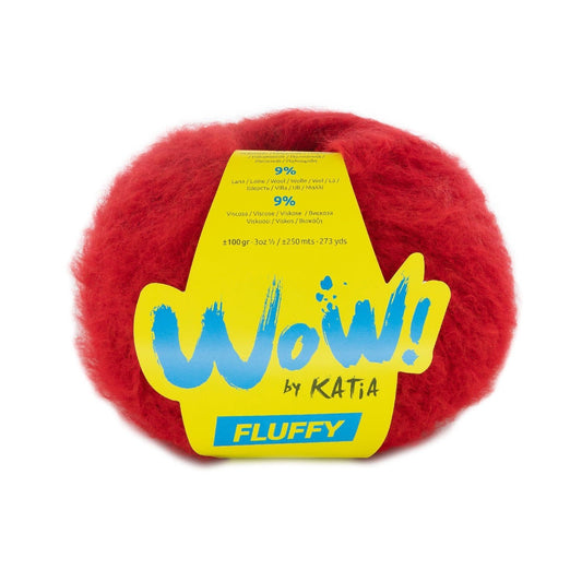Katia WOW Fluffy breigaren rood - ideaal voor accessoires