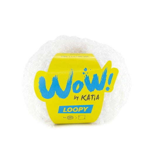 Katia WOW Loopy breigaren wit - bouclé structuur voor winterse creaties