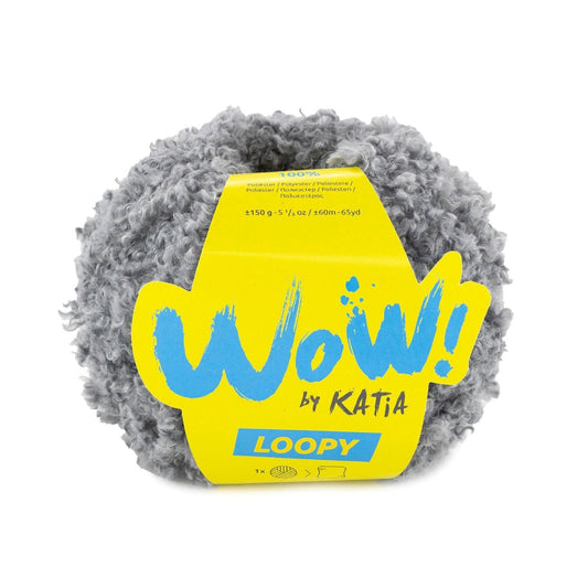 Katia WOW Loopy breigaren donker grijs - elegant garen voor winterkleding