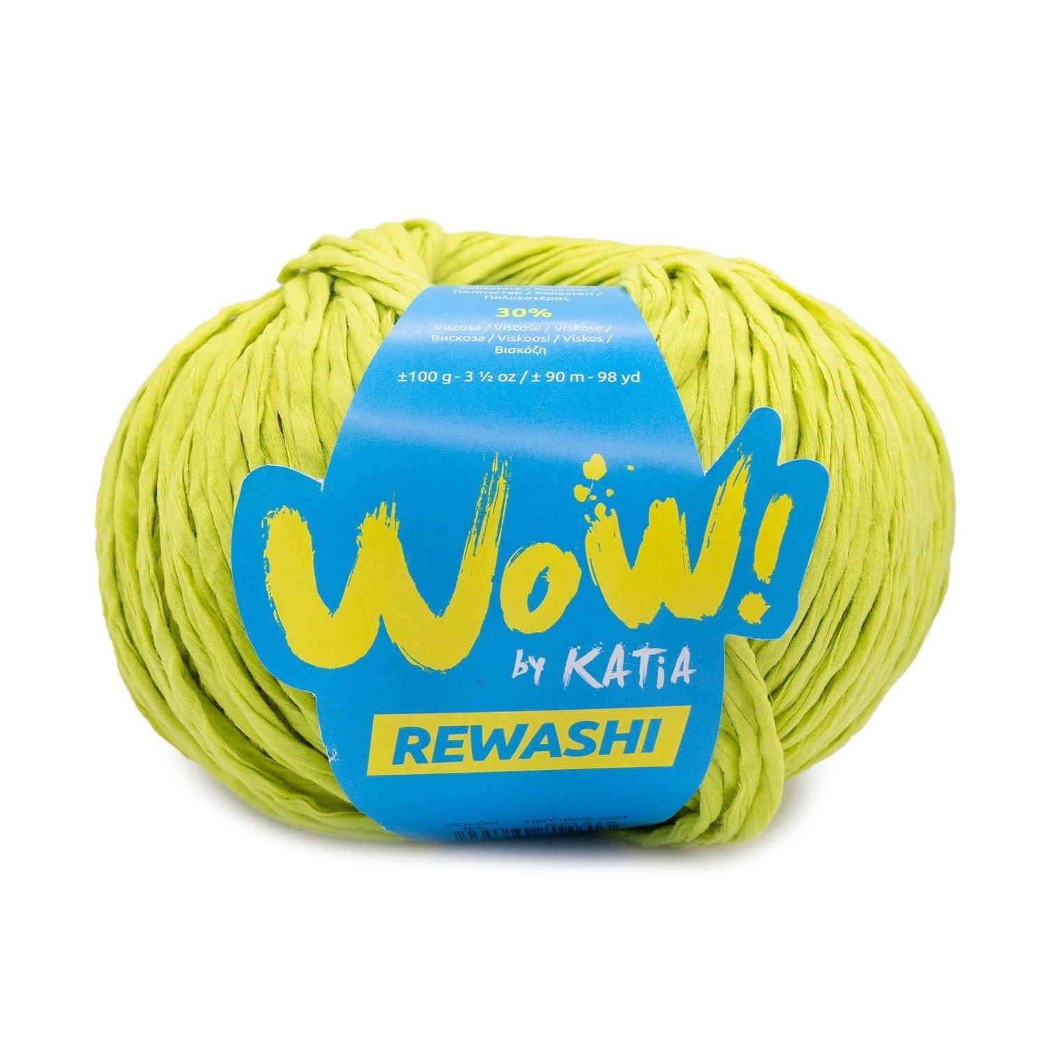 Katia WOW Rewashi lintgaren in pistache – zacht polyester-viscose mengsel voor hoeden en tassen