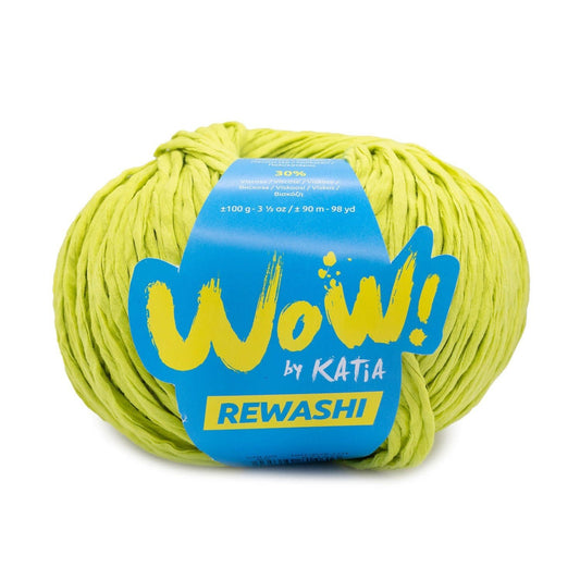 Katia WOW Rewashi lintgaren in pistache – zacht polyester-viscose mengsel voor hoeden en tassen