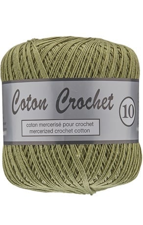 Lammy Coton Crochet 10 haakgaren in legergroen - 100% katoen voor bloemen haken