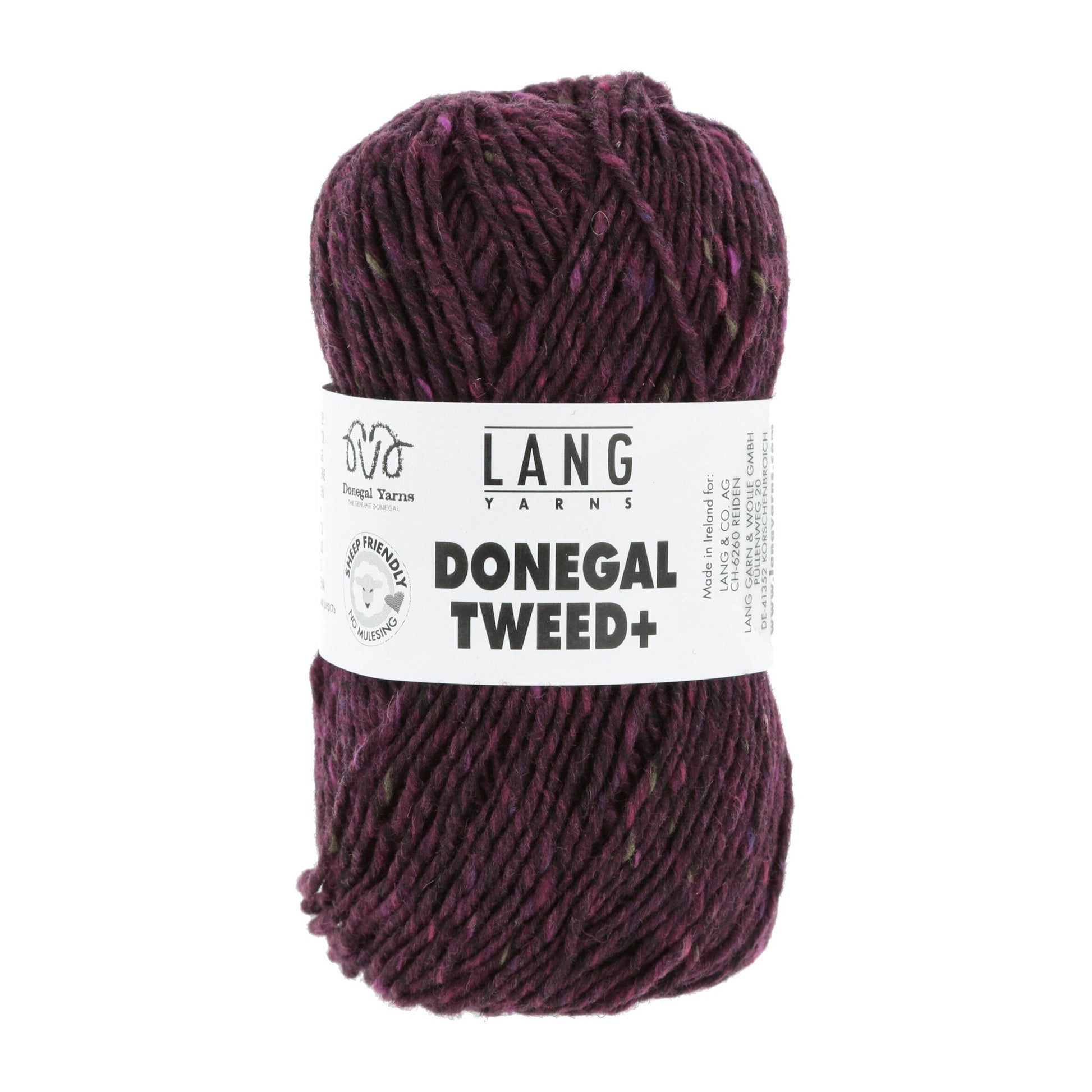 Donegal Tweed + wolgaren in bessen - geschikt voor wassen bij 30°