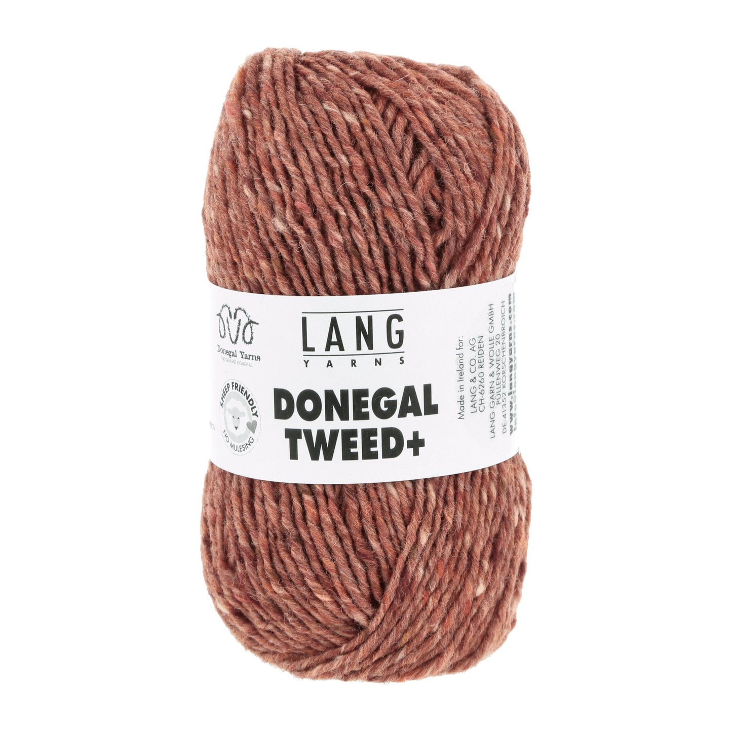 Donegal Tweed + wolgaren in roest - looplengte van 105 meters per bol