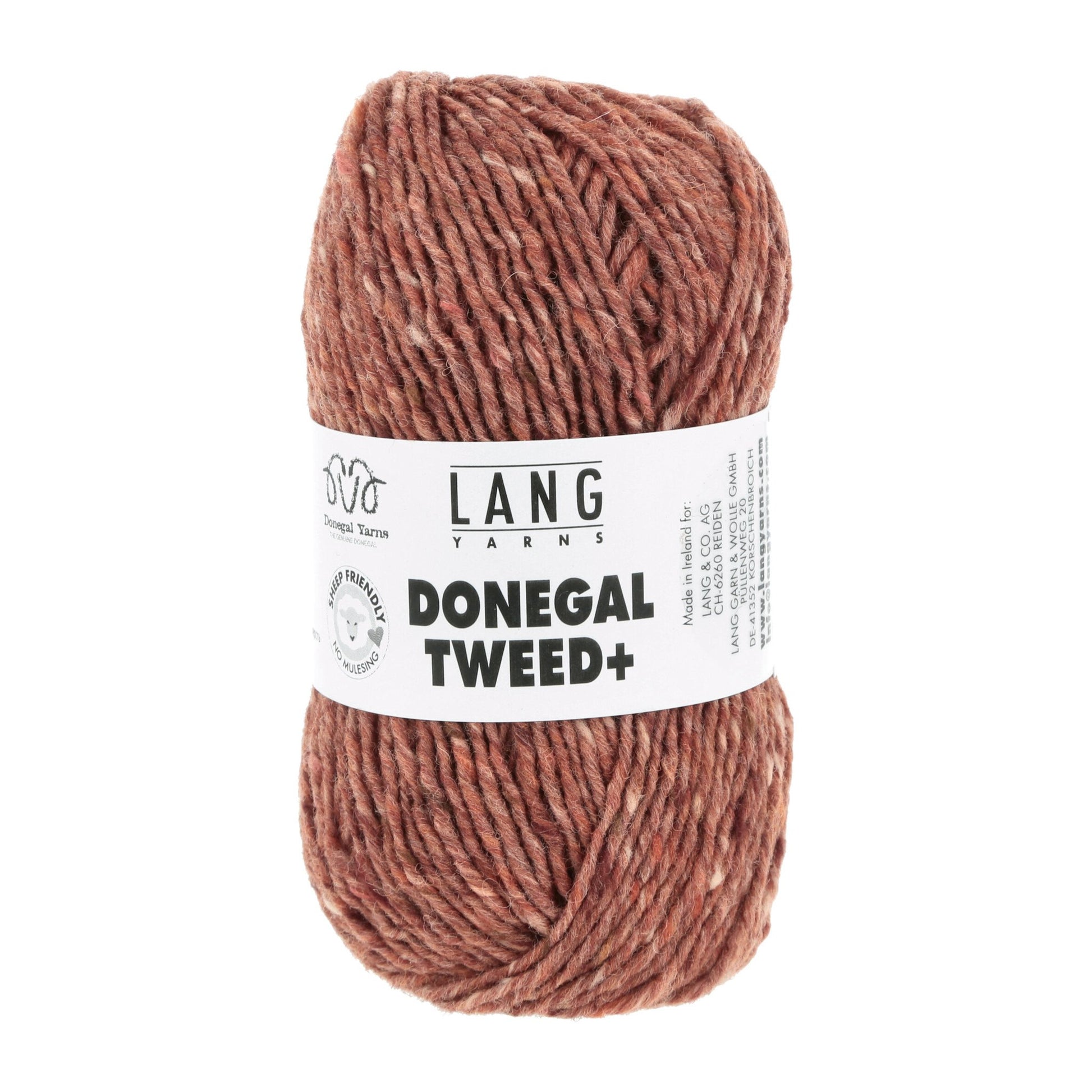 Donegal Tweed + wolgaren in roest - looplengte van 105 meters per bol