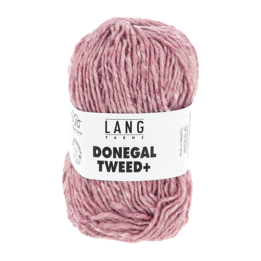 Donegal Tweed + wolgaren in roze - zachte draad met gekleurde tweed spikkels