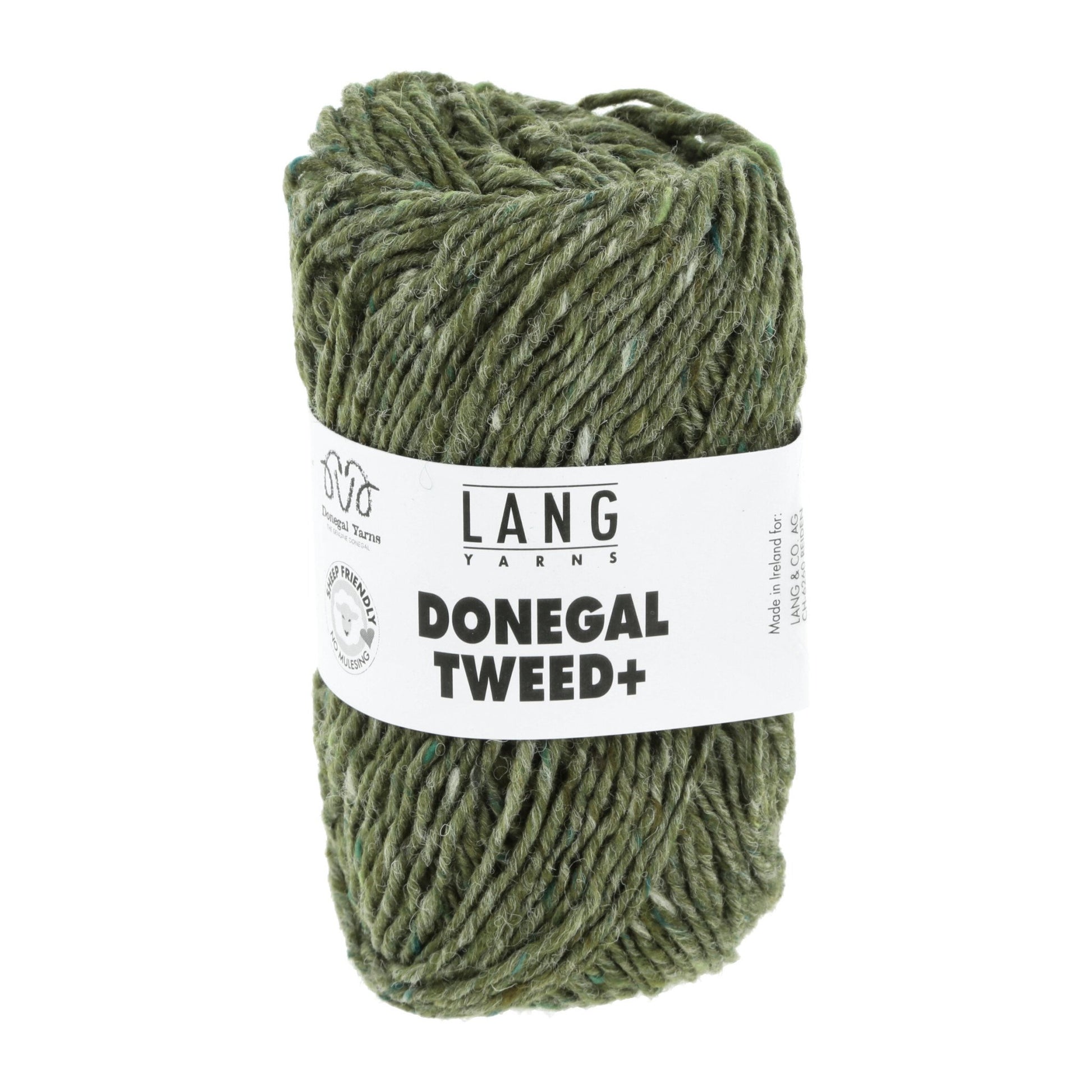 Donegal Tweed + wolgaren in groen - zachte draad na wassen