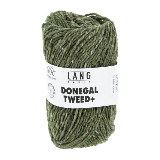Donegal Tweed + wolgaren in groen - zachte draad na wassen