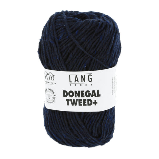 Donegal Tweed + wolgaren in navy - weegt 50 gram per bol