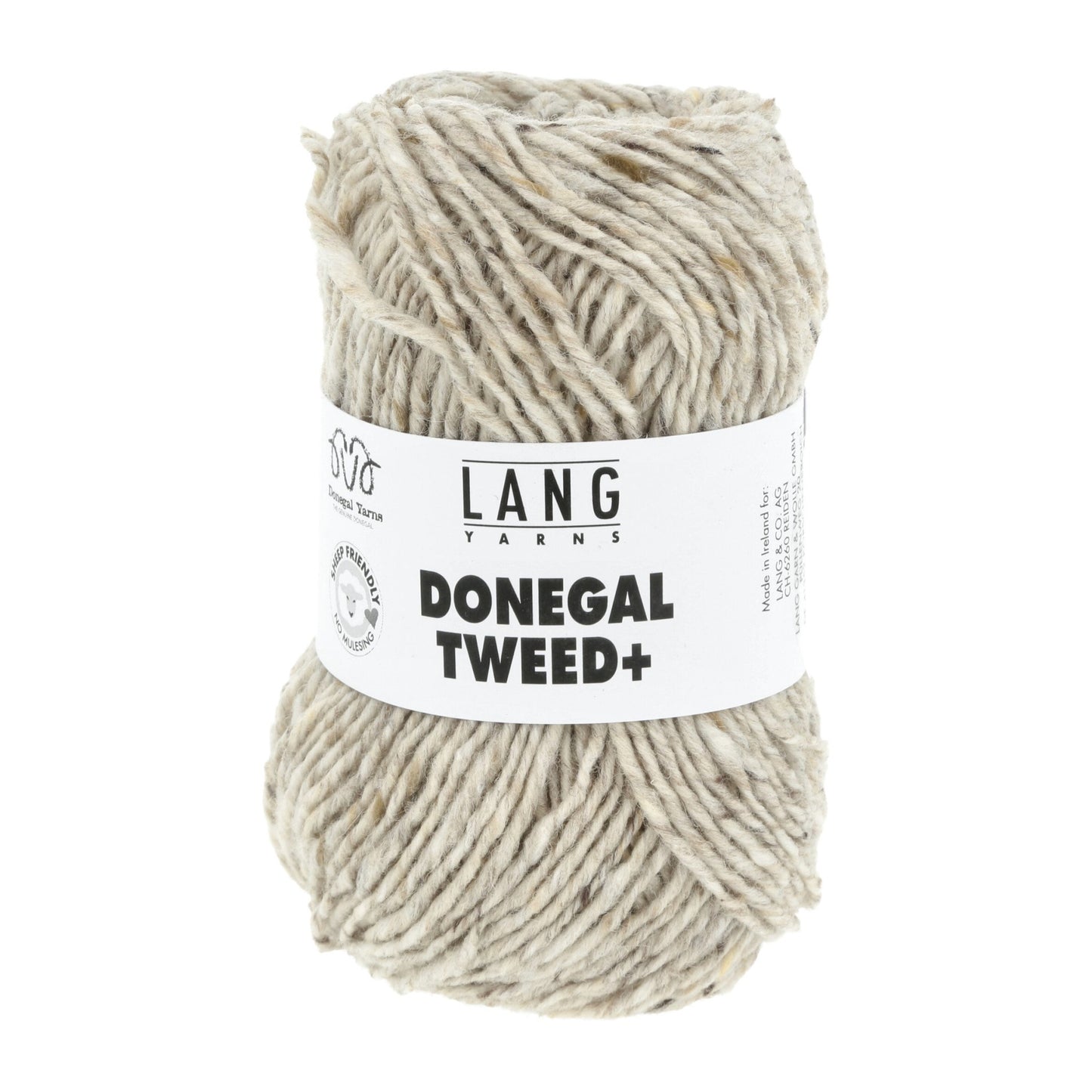 Donegal Tweed + wolgaren in beige - steekverhouding van 17 steken x 25 toeren