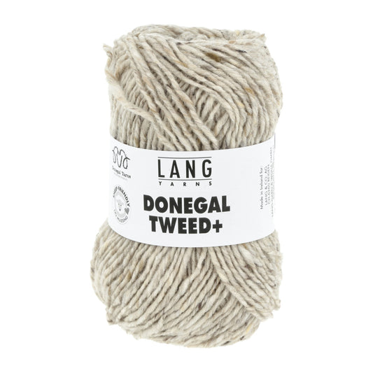 Donegal Tweed + wolgaren in beige - steekverhouding van 17 steken x 25 toeren