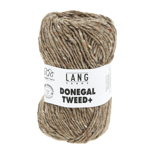 Donegal Tweed + wolgaren in camel - unieke gekleurde tweed spikkels