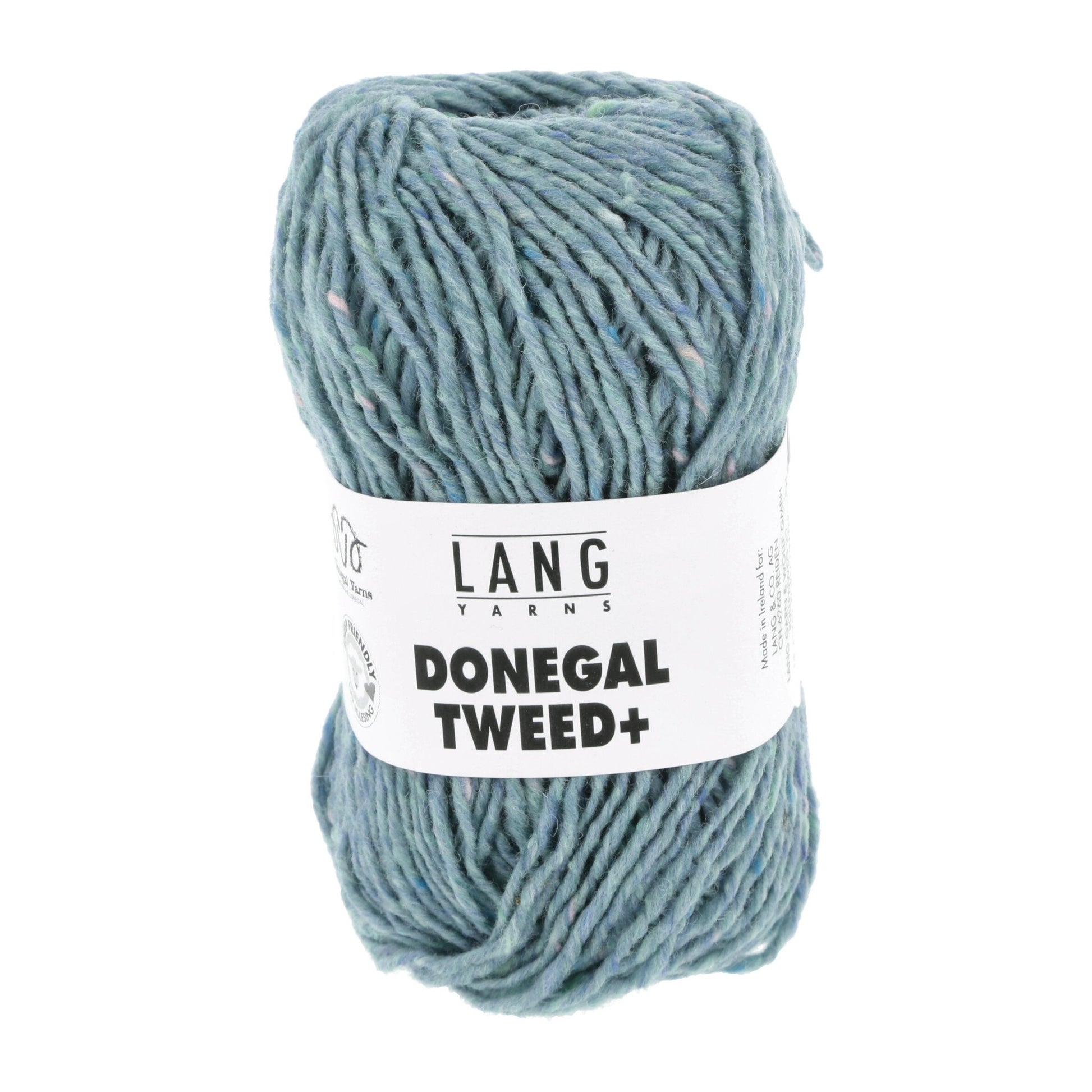 Donegal Tweed + wolgaren in zeegroen - looplengte van 105 meters per bol