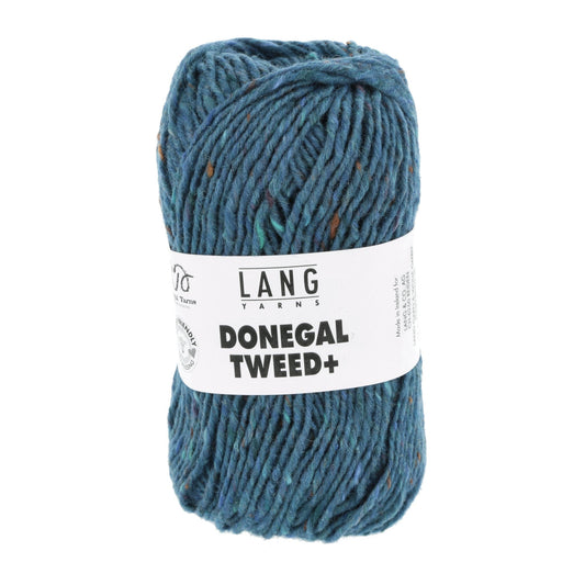Donegal Tweed + wolgaren in atlantisch - weegt 50 gram per bol