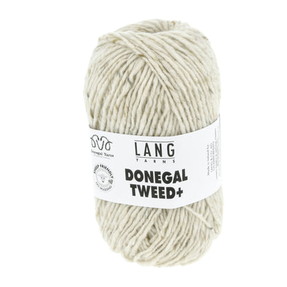 Donegal Tweed + wolgaren in gebroken wit - steekverhouding van 17 steken x 25 toeren