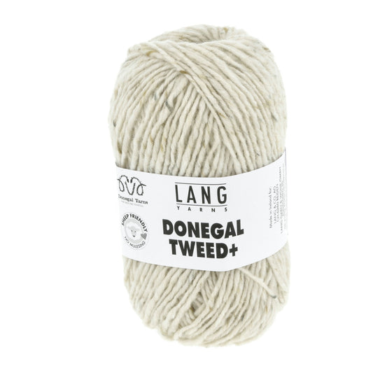 Donegal Tweed + wolgaren in gebroken wit - steekverhouding van 17 steken x 25 toeren