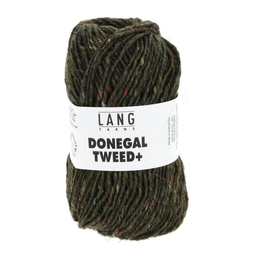 Donegal Tweed + wolgaren in olijf - unieke gekleurde tweed spikkels