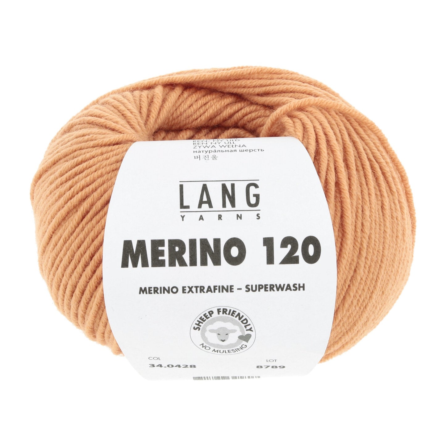 LANG YARNS Merino 120 in mandarijn - duurzaam en zacht merinogaren