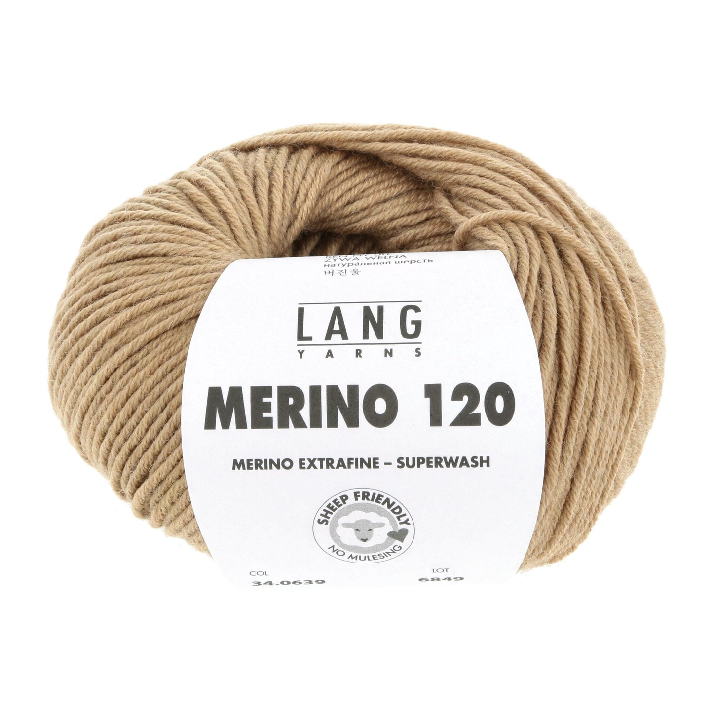 LANG YARNS Merino 120 in camel - superzacht garen voor truien