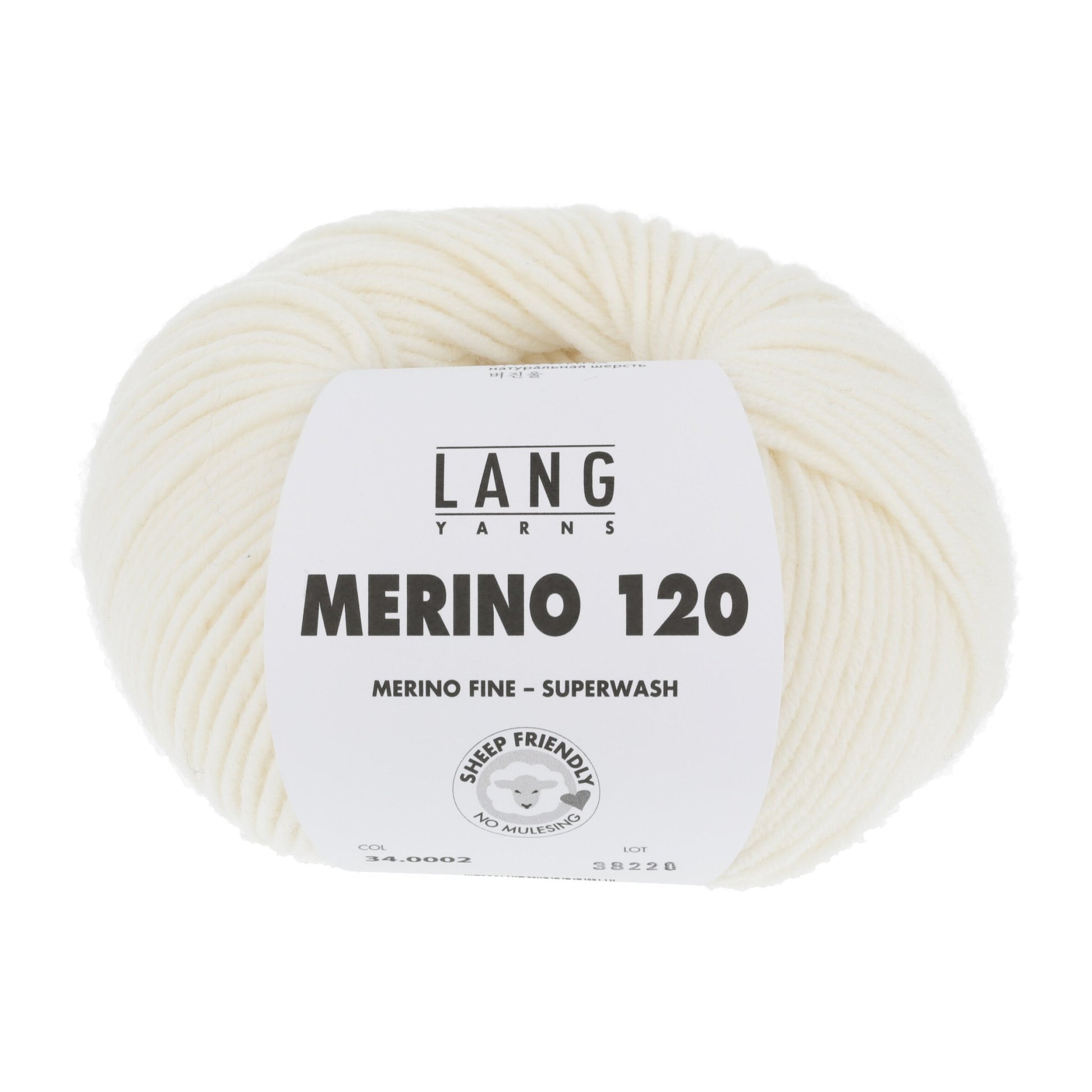 LANG YARNS Merino 120 in off white - superzacht merinogaren voor truien en babykleding