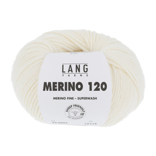 LANG YARNS Merino 120 in off white - superzacht merinogaren voor truien en babykleding