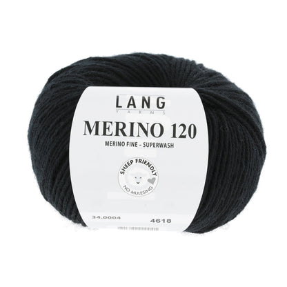 LANG YARNS Merino 120 in zwart - hoogwaardig merinogaren voor warme kleding