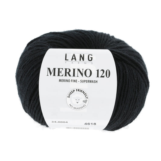 LANG YARNS Merino 120 in zwart - hoogwaardig merinogaren voor warme kleding