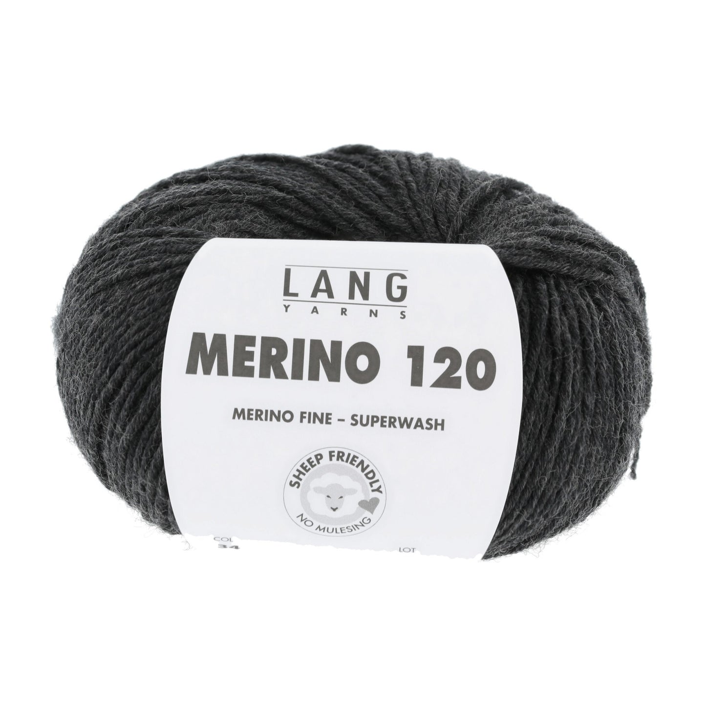 LANG YARNS Merino 120 in donkergrijs melange - duurzaam en zacht merinogaren